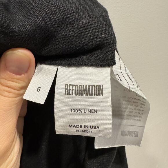 Reformation Jager Jumpsuit 100% Linen Pant FLAWED Black Tie Up Back Womens sz 6 - Picture 6 of 10